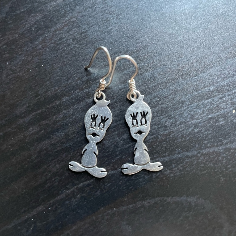 Sterling Silver Tweety Bird Earrings ( 1996 )